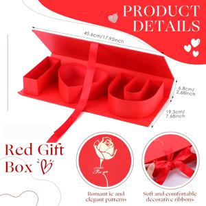 TEMU 레드 선물 상자, 플립탑 종이 꽃 선물 상자, 