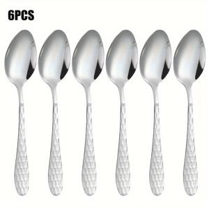 TEMU 6개입 독특한 큐브 디자인 데미타스 스푼, 미니 커피 스푼, 고급 스테인리스 티 스푼, 작은 디저트 스푼, 귀여운 스푼 조미료 스푼, 거울 광택, 식기세척기 사용 가능