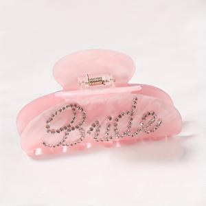 TEMU 1개 우아한 라인스톤 포니테일 홀더 - 편안한 그립의 반짝이는 대형 헤어 클립, 여성용 핑크 헤어 액세서리, 일상 착용 및 선물 아이디어, 스타일리시 헤어피스, 라인스톤 장식