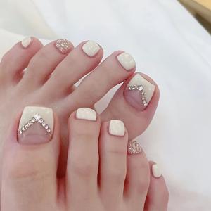 TEMU 24개 프렌치 스타일 숏 스퀘어 프레스온 네일 - 여성용 / 불투명 글리터 커버, 풀 커버리지 발톱 & 손톱, 젤 글루 & 네일 파일 포함, 댄스, 데일리 웨어 - 프렌치 팁|네일팁