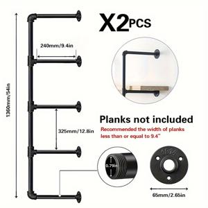 TEMU 2개/세트 산업 파이프 선반 브래킷, 5단 벽걸이 수납 선반 브래킷, 빈티지 스타일 메탈, 홈 데코 디스플레이 선반용, 산업 스타일 빈티지 철제 물 파이프 선반 브래킷, 책장 브래킷