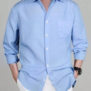 TEMU 남성용 신상 솔리드 컬러 셔츠 탑, 라펠 긴팔 가슴 포켓 캐주얼 버튼셔츠, 데일리 아웃핏 셔츠