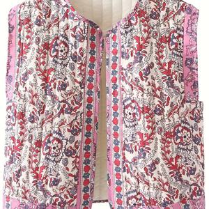 TEMU 유럽&미국 스타일 프린트 말리 루즈 버튼리스 코트