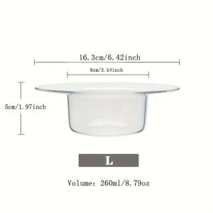TEMU 고급스러운 수제 유리 디저트 그릇 1개, 내구성 있는 보로실리케이트 유리, 투명한 디자인, 열에 강함, 전자레인지 및 식기세척기 사용 가능, 요구르트, 과일 샐러드 등에 적합 - 가정용 주방, 레스토랑 및 카페에서 장식품으로 사용하기 좋으며 서빙 접시와 과일 그릇으로도 적합