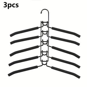 TEMU 3개 세트 5단 공간 절약 셔츠 행거, 옷걸이 공간 절약기, 미끄럼 방지 메탈 매직 코트 행거 와이드 숄더 멀티펑셔널 어덜트 행거 - 집에서 사용하는 재킷, 정장, , 스웨터, 드레스, 셔츠, 바지용|행거|바지걸이