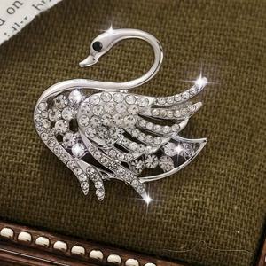 TEMU 백조 모양 스파클링 라인스톤 고정식 의류 장식 액세서리, 동물 테마의 우아한 의류 액세서리, 일상복 및 축제용으로 적합