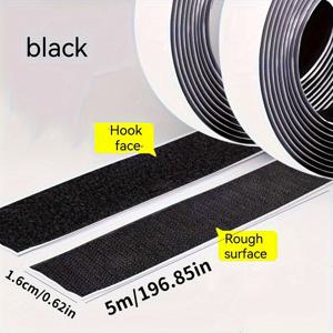 TEMU 2롤 헤비듀티 자체 접착 후크 앤 루프 패스너 테이프, 0.62인치 x 196.85인치 강력한 폴리에스터 접착제, 블랙 - 학교, 가정, 사무실용, 자체 접착 벽 후크, 미끄럼 방지 매트, 헤비듀티 스트립, 패브릭 접착 테이프, 파티오 매트, 사무실 소파 액세서리, 이상적인 사무실 소파 용품
