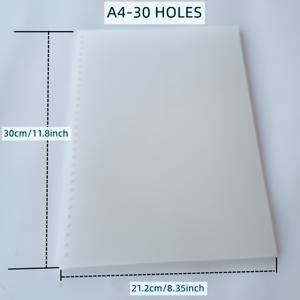 TEMU A4 사이즈 30구와 B5 사이즈 26구의 루스리프 책 커버 18개 세트. 블랙 PP 투명 프로스트 바인딩 필름이 특징이며, 노트북, 계약서 및 사무용품의 외관 및 보호 기능을 향상시키도록 설계되었습니다.|북커버