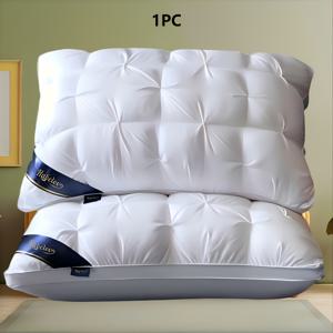 TEMU 1/2개 럭셔리 5성급 호텔 퀄리티 베개 | 깊은 수면 목 지지, 고밀도 처짐 방지, 사계절 베개 커버 (화이트 새틴), 100% 폴리에스터 충전재, 진공 압축 포장, 가정용 편안함, 퀼팅 디자인, 내구성 있는 구조