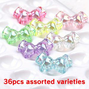 TEMU 18개/36개 비즈 & 비즈 어소트먼트 장식 비즈 아크릴 비즈 생동감 있는 귀여운 리본 모양 광택 투명 젤리 컬러 독특한 비즈 참 장식 주얼리 만들기 액세서리 펜던트 팔찌 목걸이 키트, 휴가 캐주얼 패션 개성 DIY 수제 공예 재료