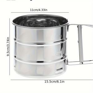 TEMU SHAON 수동 헤비듀티 스테인리스강 밀가루체 & 케이크분배기, 에르고노믹 핸들과 레버 메커니즘 - 410 식품안전용 반자동 체질기 베이킹/요리/파우더 거름에 적합 - 이지 프레스 디자인, 내구성 있는 주방도구 (전기 불필요) - 홈&프로페셔널 키친에서 사용하기 좋음