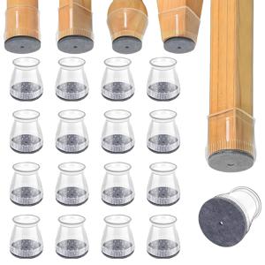 TEMU 16개 투명 의자 다리 보호대, 회색 원형 바닥 펠트 패드 포함, 미끄럼 방지 가구 다리 커버, 실리콘 나무 바닥 보호대에 적합, 소음 감소를 위한 은밀한 디자인, 0.59~0.86인치의 가구 다리에 적합, 간편한 설치