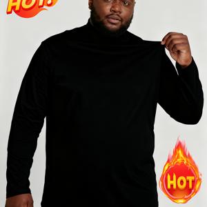 TEMU 플러스 사이즈 남성용 신상 가을/겨울 긴팔 터틀넥 탑, 보온 베이스 레이어 티셔츠, 따뜻하고 패셔너블한 다용도 편안한 고품질 아우터웨어, 플러스 사이즈|빅사이즈