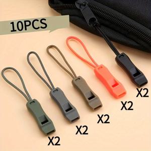 TEMU 10개 야외 호루라기, 휴대용 호루라기, 버클 및 보관 가방 추가, 심판 호루라기, 출발 호루라기, 지퍼 호루라기, 모험 애호가를 위한 이상적인 선택, 캠핑 장비 및 추가품, 하이킹 필수품, 경량 장비