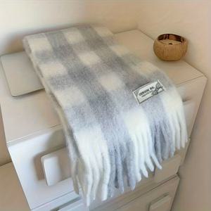 TEMU 1개 여성용 가을/겨울 신상 스카프, 두꺼운 보온 목도리 2-in-1, 레이지 스트리트 스타일 프린지 스카프, 루프 스카프