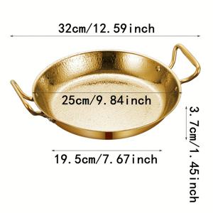 TEMU 1개 스테인리스 스틸 해머 패턴 평바닥 냄비, 스페인 해산물 밥솥, 얕은 건조 냄비, 해산물 접시, 상업용 치킨 접시, 다목적 평바닥 냄비, 상업용, 가정용 주방, 레스토랑, 호텔, RV 캠핑, 휴대 간편, 골드, 실버