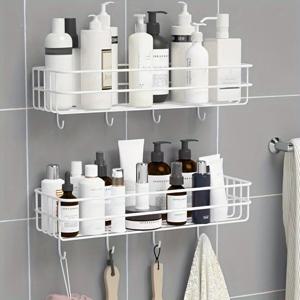 TEMU 2개 세트 헤비듀티 단조 철제 코너 선반 - 벽걸이 욕실 & 주방 수납 선반, 후크 포함, 공간 절약형 샤워 정리대, 샴푸 보관에 적합, 쉬운 설치, 소형 공간용 경량 프레임, 샤워 캐디