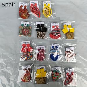 TEMU 스타일 에스닉 목재 컬러풀 혼합 랜덤 어소트먼트 여성 패션 드롭 귀걸이 세트, 5/10쌍 팩, 도매