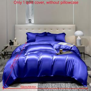 TEMU 심플 모던 네이비 블루 새틴 솔리드 컬러 이불 커버 1개, 초소프트하고 통기성 좋은 편안한 이불 커버, 침실용 다운 이불 커버, 침구 (베개커버 및 이불 미포함)