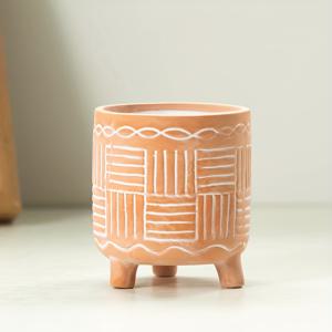 TEMU 무늬 세라믹 화분, 통기성 좋은 빨간 점토 화분, 다육 식물 전용 디자인, 스타일의 배수 구멍이 특징이며, 이상적인 홈 및 소형 식물 재배 화분으로 적합합니다. 정원 가꾸기 선물