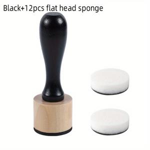 TEMU 목재 손잡이 잉크 블렌딩 도구 세트 - 다양한 폼 패드 포함 - 다목적 크래프팅 및 둥근 블렌더 디스트레싱 - 스크랩북, 페인팅 및 미술 프로젝트용 - 다양한 패드 수량 포함