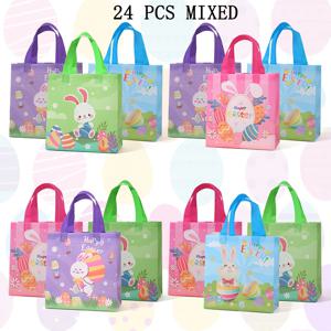 TEMU 대량 부활절 선물 가방, 부활절 파티 용품, 손잡이가 있는 비직물 가방, 생일 파티 선물 및 선물 포장용 토끼 주제 종이 가방.