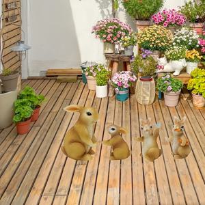 TEMU 4pcs 부활절 토끼 가족 레진 피규어 - 집, 정원, 그리고 봄 축제를 위한 매력적인 토끼 장식, 당근을 흔드는 토끼 포함, 부활절 선물 및 축제 분위기에 완벽, 부활절 홈 데코 | 러스틱 스타일 | 상세한 특징, 토끼 액세서리
