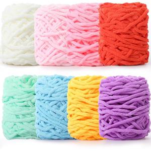 TEMU 크로셰용 부드러운 두꺼운 플러피 체니유 원사 8스킨, 손으로 뜨개질하기 좋은 벨벳 담요 및 플러시 천 제작용 DIY 공예용 각 100.7야드