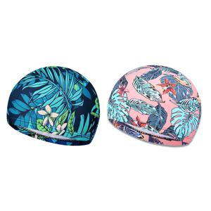 TEMU 2개 세트 트로피컬 프린트 수영 모자 - 미끄럼 방지 귀 보호, 생동감 넘치는 잎사귀 & 꽃무늬 디자인, 내구성 폴리에스터 소재, 남녀공용 풀 비치 워터 스포츠
