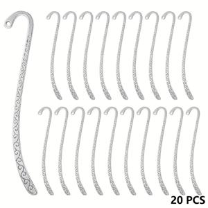TEMU 20개 금속 북마크 헤어핀 후크 빈티지 실버 조각 후크 루프 메탈 북마크 엠보싱 북마크, 주얼리 메이킹 참, 문구류 장식, 장식용 후크, 엠보싱 디테일, 가벼운 후크, 메탈 클립, 주얼리