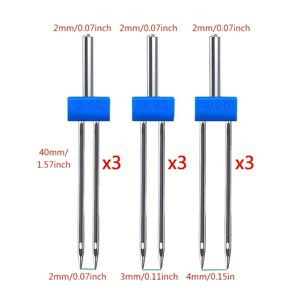 TEMU 다기능 재봉틀용 9피스 박스 더블 니들 2/90 3/90 4/90 이중머리 기계 바늘, 가정용 컴퓨터 플랫카 세탁기 재봉틀 공구