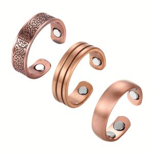 TEMU 3pcs 여성과 남성을 위한 구리 반지 세트, 자석 반지 세트, 가족과 친구를 위한 보석 선물, 일상적인 상황, 모든 계절, 간단한 빈티지 스타일, 주된 재질 구리, 주된 재질: 구리, 휴일: 없음, 상황 선물, 선물