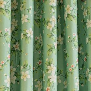 TEMU 1개 미드센추리 모던 그린 플로럴 커튼 - 더블 레이어 컴포지트, 로드 포켓 디자인, 열차단 및 빛 차단, 거실·침실·사무실 장식용, 아티스틱 윈도우 트리트먼트 | 폴리에스터 소재, 거실 커튼|커튼봉