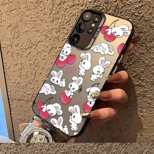 TEMU 갤럭시 S25, S24, S23, S22, S21, S20 FE 울트라 플러스 4G 및 5G와 호환되는 귀여운 에너지 있는 토끼 패턴 휴대폰 케이스, 마ット 안티 드롭 백 커버를 특징으로 합니다.