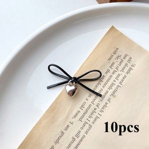 TEMU 10개, 실버 모조 가죽 리본 머리끈 하트 펜던트 포함, DIY 수제 장식 액세서리 - 의류, 신발, 모자, 양말용 - 크리스마스, 발렌타인데이, 졸업 시즌, 스승의 날, 생일 파티 선물 장식에 적합