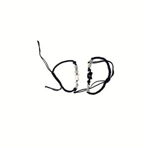 TEMU 고양이 참 장식과 천연 문석 비즈가 있는 수제 조절 가능한 블랙 로프 비즈 팔찌 2개 세트 - 캐주얼 의상용 남녀 공용 커플 팔찌, 여성 및 남성용 내구성 레진 주얼리 선물, 조절 가능한 손목 밴드 | 귀여운 고양이 디자인 | 레진 제작, 팔찌용 비즈