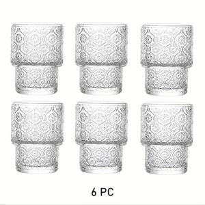 TEMU 6개/4개의 레트로 엠보싱 유리제품 세트, 하이탱 레트로 글라스 컵, 주스, 아이스커피, 맥주, 칵테일, 위스키, 캐주얼 파티, 휴일 모임, 선물용