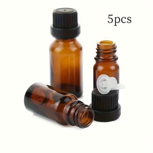TEMU 5개/10개 갈색 앰버 유리 스포이드 병, 용량 10ml/1.01oz, 검은색 캡 포함, 재사용 가능, 향수 및 알코올에 적합, 여행용으로 이상적, 포장에 완벽