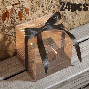 TEMU 그녀/남자를 위한 선물 24개 세트 접이식 투명 플라스틱 선물 상자 (리본 포함) - 크리스마스, 결혼식, 생일 및 파티 장식에 적합, 선물 디스플레이용 다양한 색상 제공 | 격자무늬 | 종이/PVC 구조, 크리스마스 선물 상자