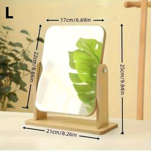 TEMU 두 가지 모델, L 및 S 사이즈, 고화질 거울 표면의 우아한 목재 화장대 거울, 360° 회전 테이블탑 메이크업 거울, 조절 가능한 목재 스탠드, 침실 화장대 및 홈 데코레이션에 적합, 사계절 사용 가능