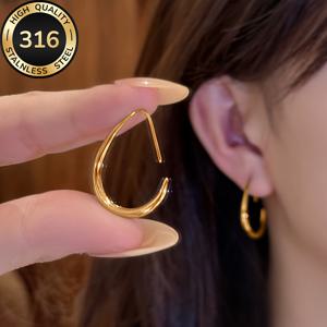 TEMU 알레르기 방지 스테인리스 스틸 골든 워터 드롭 귀걸이, 변색 방지, 편안하고 다용도, 심플하고 우아한 고품질 패션 여성용 귀걸이, 데일리웨어 또는 파티용 주얼리 액세서리, 여성을 위한 정교한 선물