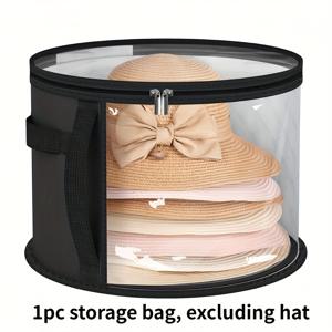 TEMU 1/2개 여성용 다기능 투명 모자 보관백, 최대 7개 데님 모자 보관 가능, 핸들 달린 와이드 브림 모자 박스, 2가지 색상 선택 가능