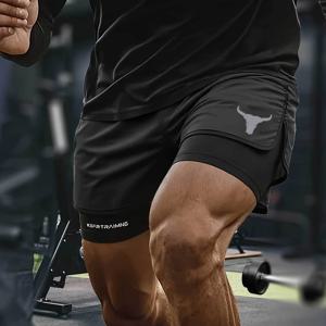 TEMU 남성용 퀵 드라이 통기성 트레이닝 반바지, 패셔너블한 소머리 프린트, 해변 및 운동 활동에 적합|반바지|요가|남자반바지