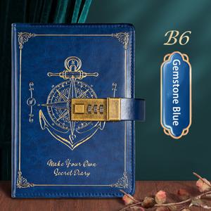 TEMU 레트로 패스워드 잠금 B6 노트북, 내장 베이지 종이 가로줄 및 잠금 페이지 기능, 학생용 노트북, 두꺼운 종이, 비즈니스 노트북, 문구/사무용 노트북|편지지