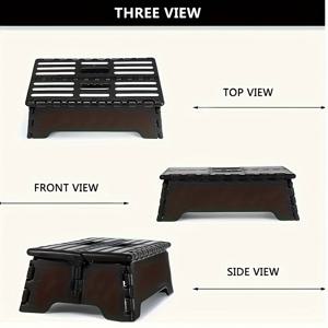 TEMU 내구성 강한 136.08kg 하중 지지 휴대용 접이식 스텝스툴 - 미끄럼 방지 텍스처 표면, 조립 불필요, 블랙 플라스틱 소재, 주방·욕실·침실·옷장 겸용, 공간 절약형 디자인, 견고한 구조