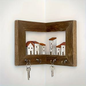 TEMU 4개의 고리와 함께 있는 소박한 스타일의 벽걸이형 키 홀더. 침실, 가정 벽에 보관하고 예술 및 공예품 정리에도 적합합니다. 코트 걸이로도 사용할 수 있습니다.