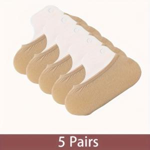 TEMU 여성용 투명 패션 양말 5켤레, 통기성 좋은 무봉제 로우탑 스타킹, 캐주얼 아웃도어 착용에 적합