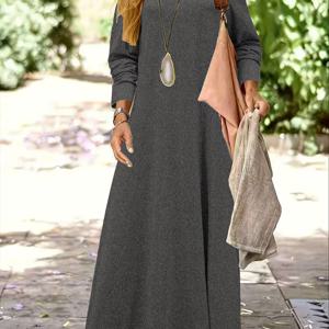 TEMU 봄과 가을을 위한 패션 여성 캐주얼 롱 드레스