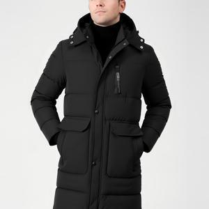 TEMU 남성용 겨울 코트, 미디 길이 디자인, 두꺼운 플리스, 탈착식 후드, 모조, 큰 포켓, 지퍼 커프스