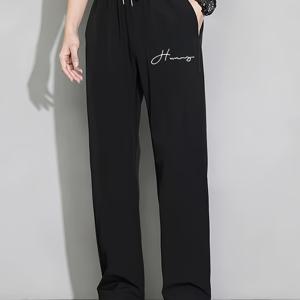 TEMU 여름 아이스 실키 섬유 패브릭 빠른 건조 시원한 프린트 패턴 아웃도어 스포츠 트렌드 레그 팬츠